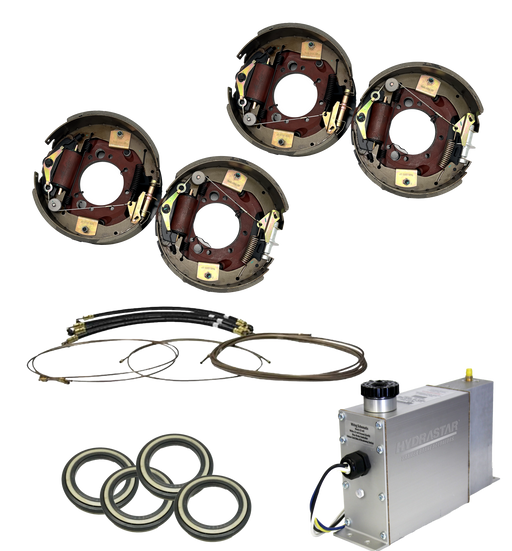 Hydrastar® 10K  Axles, 8 Lug Dual Wheel, Tandem Axle Trailer Hydraulic Drum Brake Kit {E10KD-T} - Dexter Axle / Lippert - Hydrastar