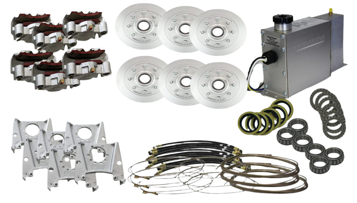 Hydrastar® 7K Axles, 8 Lug Integral TRIPLE Axle Trailer Disc Brake Kit (9/16 in.) {E7K-TR9} - Hydrastar