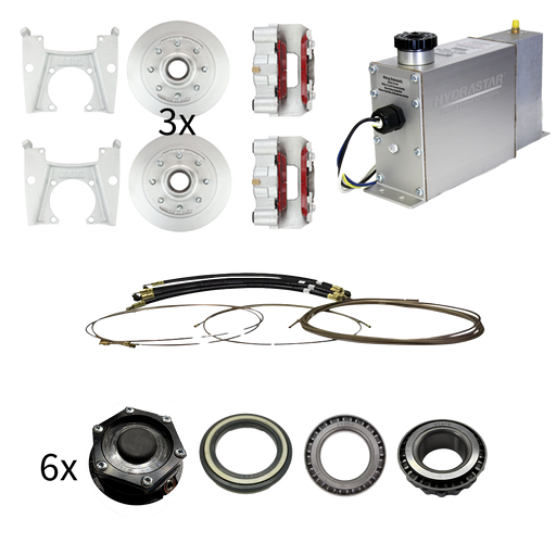 Hydrastar® 8K Axles, 8 Lug Integral TRIPLE Axle Trailer Disc Brake Kit (9/16 in.) {E8K-TR9} - Dexter / Lippert - Hydrastar
