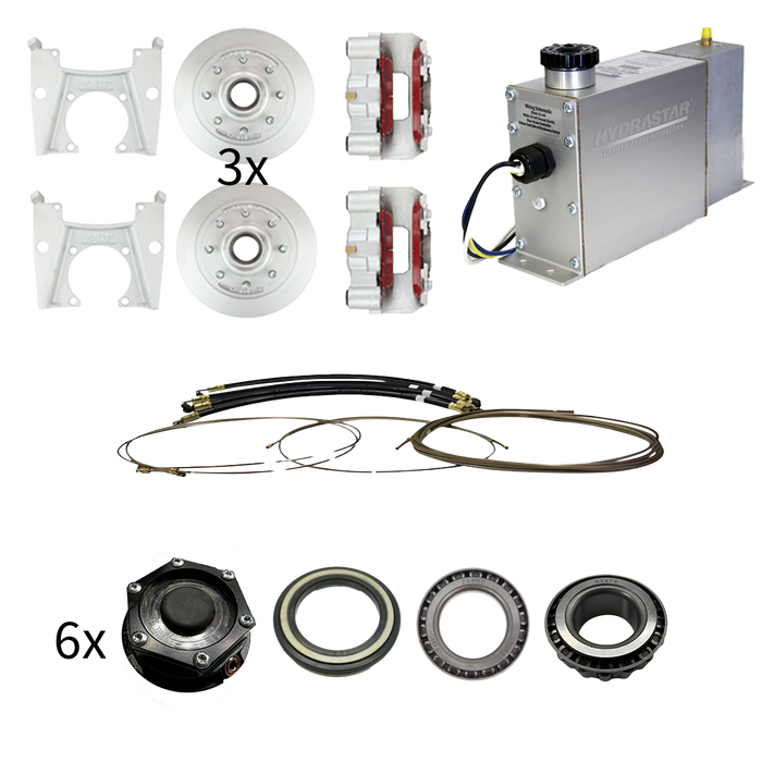 Hydrastar® 8K Axles, 8 Lug Integral TRIPLE Axle Trailer Disc Brake Kit (9/16 in.) {E8K-TR9} - Dexter / Lippert - Hydrastar