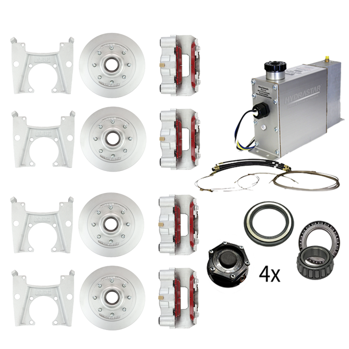 Hydrastar® 8K Axles, 8 Lug Integral Tandem Axle Trailer Disc Brake Kit (9/16") {E8K-T9} - Dexter Axle / Lippert - Hydrastar