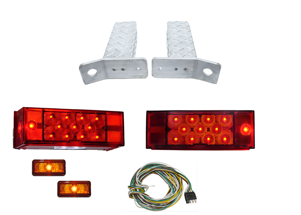 Aluminum Tail Light Housing, Step and Transom Tie Down, Bolt On, 8" Light Kit - Hydrastar