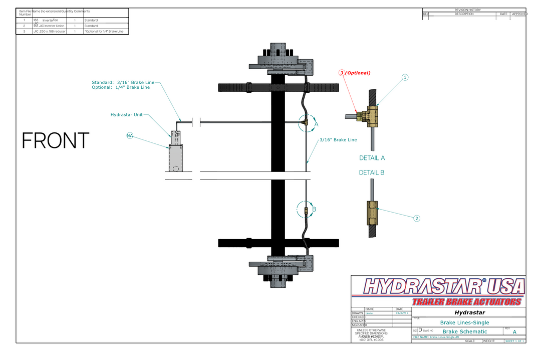Hydrastar® Hydraulic Brake Line Kit - 3/16 in., Rated 3000psi Hydraulic Brake Pressure - Hydrastar