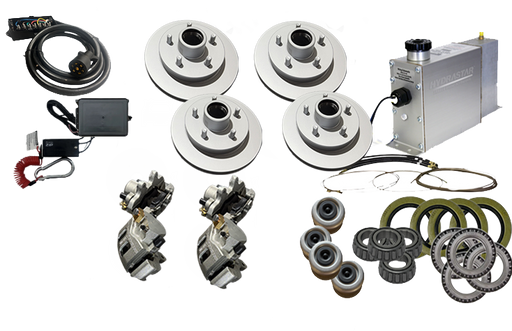 Hydrastar® "UFP Style" 3.5K Axles, 5 Lug Integral Tandem Axle Trailer Disc Brake Kit-Complete (1/2") {#C3KMH-T1} - Hydrastar