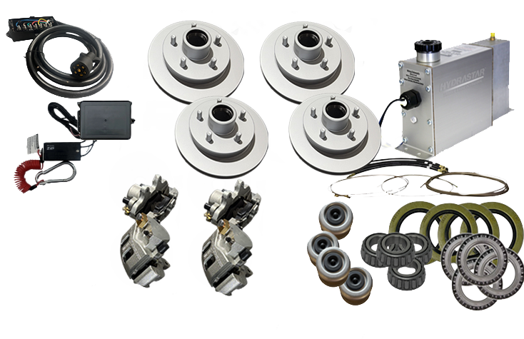 Hydrastar® "UFP Style" 3.5K Axles, 5 Lug Integral Tandem Axle Trailer Disc Brake Kit-Complete (1/2") {#C3KMH-T1}