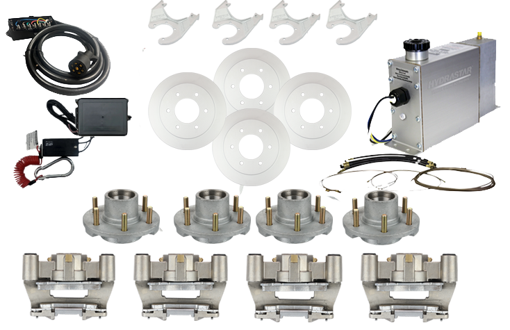 Hydrastar®  6K Axles, 6 Lug Idler Hub, Slip Over, SS Calipers Tandem Axle Trailer Disc Brake Kit-Complete (1/2") {#C6K-T1} (Copy)