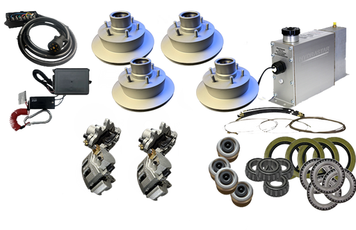 Hydrastar® "UFP Style" 6K Axles, 6 Lug Integral Tandem Axle Trailer Disc Brake Kit-Complete (1/2") {#C6KMH-T1} - Hydrastar