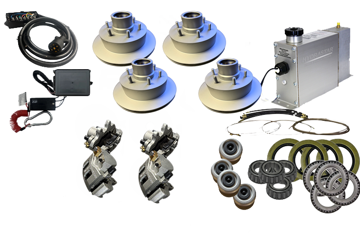 Hydrastar® "UFP Style" 6K Axles, 6 Lug Integral Tandem Axle Trailer Disc Brake Kit-Complete (1/2") {#C6KMH-T1}