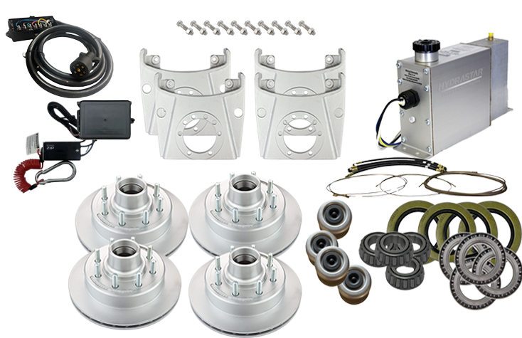 Hydrastar® 7K Axles, 8 Lug Integral Tandem Axle Trailer Disc Brake Kit-Complete (1/2") {#C7K-T1} - Hydrastar