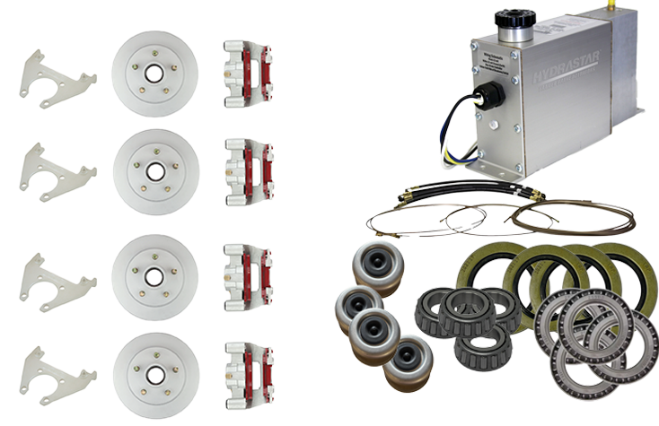 Hydrastar® 3K Axles, 5 Lug Integral Tandem Axle Trailer Disc Brake Kit (1/2") {E3K-T1} - Hydrastar
