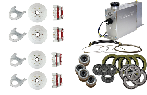 Hydrastar® 6K  Axles, 6 Lug Integral Tandem Axle Trailer Disc Brake Kit (1/2") {E6K-T1} - Hydrastar