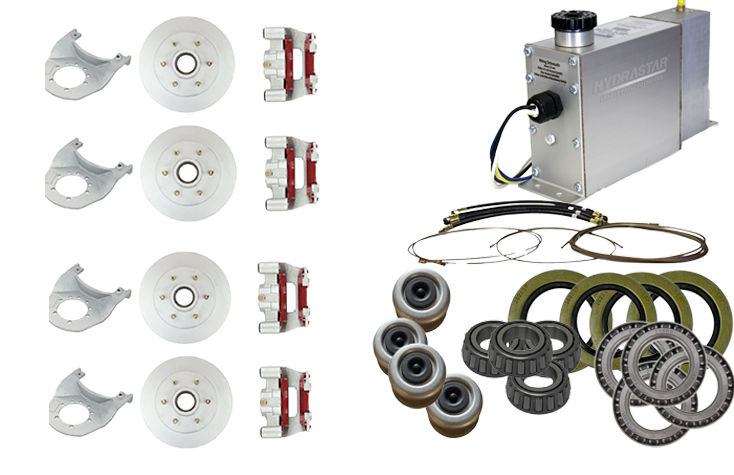 Hydrastar® 6K Axles, 6 Lug Integral Tandem Axle Trailer Disc Brake Kit (1/2") {E6K-T1} - Hydrastar