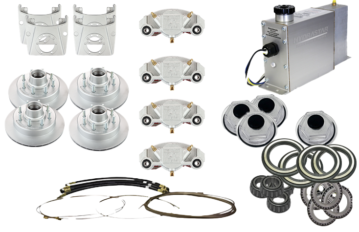 Hydrastar® 7K  Axles, 8 Lug Integral Tandem Axle Trailer Disc Brake Kit (9/16") {E7K-T9} - Hydrastar