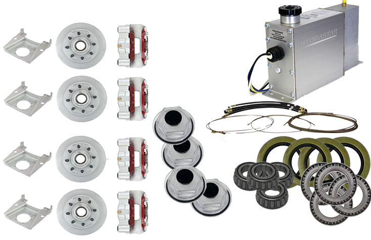 Hydrastar® 7K Axles, 8 Lug Integral Tandem Axle Trailer Disc Brake Kit (5/8") {E7K-T5} - Hydrastar