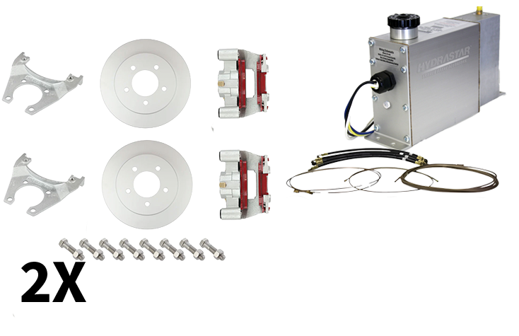 Hydrastar® 3K Axles, 5 Lug Slip Over Rotor, Tandem Axle Trailer Disc Brake Kit (1/2") {E3K-T1SO} - Hydrastar