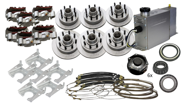 Hydrastar 8K Axles, 8 Lug Integral TRIPLE Axle Trailer Disc Brake Kit (5/8 in.) - Dexter / Lippert