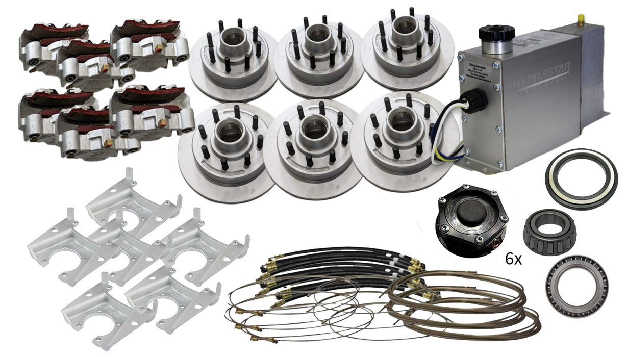 Hydrastar® 8K Axles, 8 Lug Integral TRIPLE Axle Trailer Disc Brake Kit (5/8 in.) {E8K-TR5} - Dexter / Lippert - Hydrastar