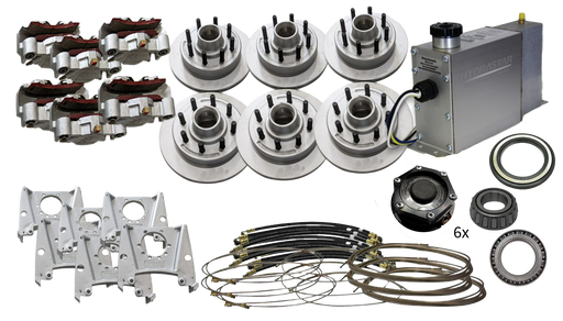 Hydrastar® 8K "KAUFMMAN" Axles, 8 Lug Integral TRIPLE Axle Trailer Disc Brake Kit (5/8 in.) {E8KK-TR5} - Hydrastar