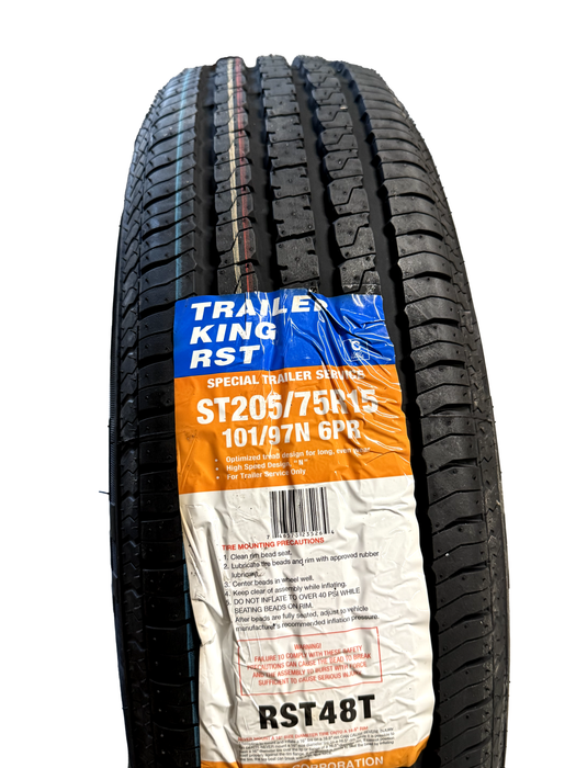 Tire and Wheel Assembly, ST205/75R15, Load Range C, 6 Ply, 5 on 4.5", Black Steel Wheel - Hydrastar