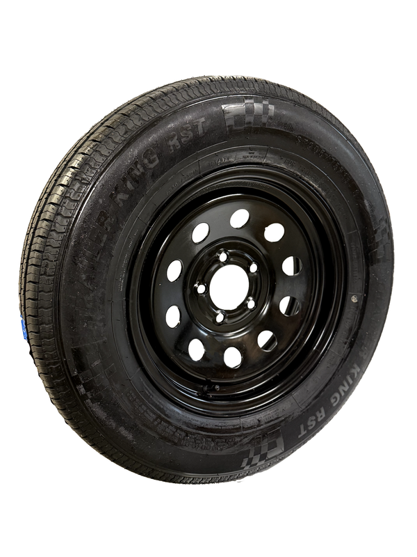 Hydrastar Tire and Wheel Assembly, ST205/75R15, Load Range C, 6 Ply, 5 on 4.5", Black Steel Wheel