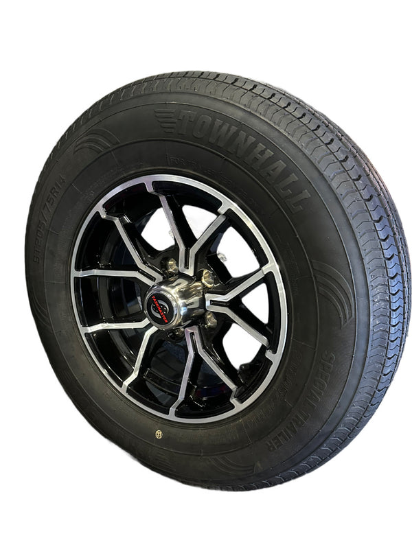 Hydrastar Tire and Wheel Assembly, ST205/75R14, Load Range C, 6 Ply, 5 on 4.5", Aluminum Wheel