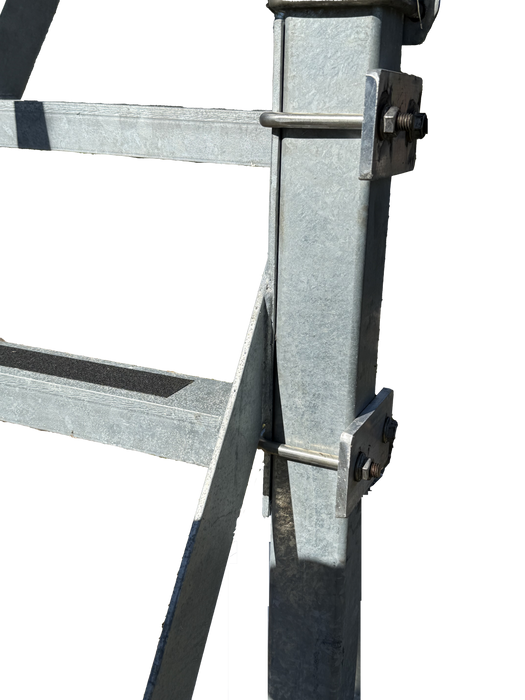 Pontoon 4 Step Bow Ladder with Hand Rail, Hot Dipped Galvanized - Hydrastar