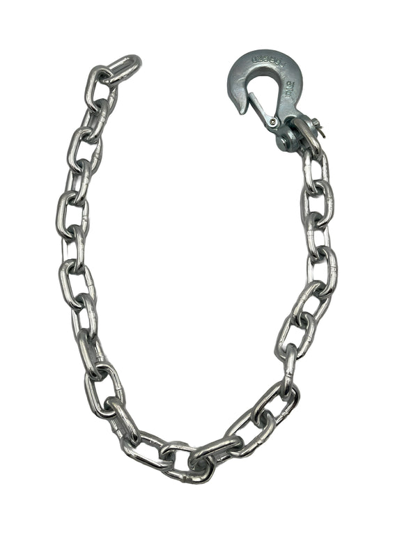 Hydrastar Safety Chain 5/16" X 35" Grade 30 with Clevis Hook and Safety Latch - 7,600lbs, Zinc Finish