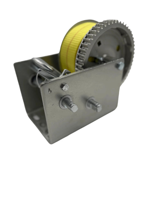Marine Boat Trailer Winch HD - 2500lbs Capacity - 2" Yellow Strap - 2 Speed - Clip On Handle - Hydrastar