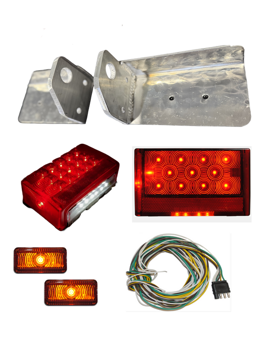 6" Low Profile Aluminum Tail Light Housing, Step and Transom Tie Down, Bolt On, LED Light Kit - Hydrastar