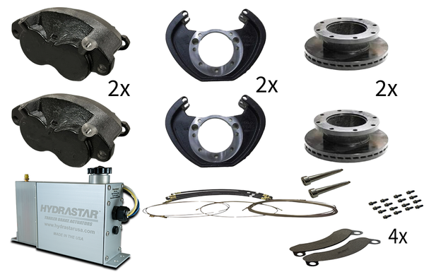 Hydrastar 10K/12k/16k Axles, 8 Lug Dual Wheel, Tandem Axle Trailer Disc Brake Kit - Dexter Axle / Lippert