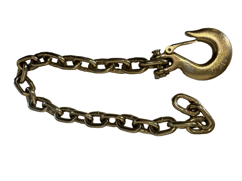 Safety Chain 3/8" X 39" Grade 70 with Slip Hook and Safety Latch - 26,400bs, Zinc Finish - Hydrastar