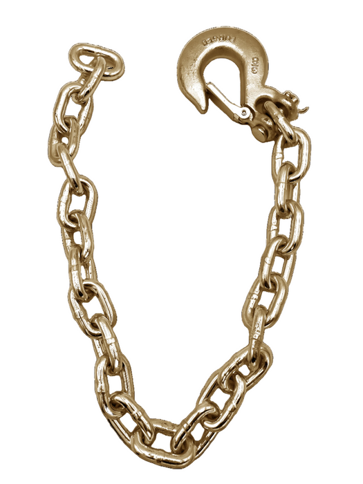 Safety Chain 3/8" X 39" Grade 70 with Slip Hook and Safety Latch - 26,400bs, Zinc Finish - Hydrastar