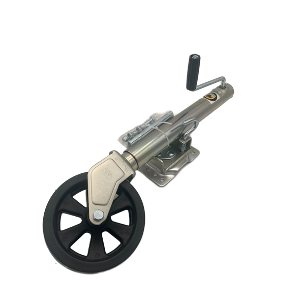 Hydrastar Marine Jack, 8" Wheel, Swivel Mount, Zinc, Bolt On, 1500#