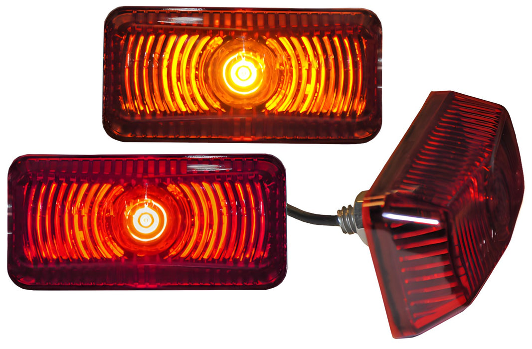 RED LED Clearance Light, Stud Mount, Self Grounded, Submersible, Reflex Lens - Hydrastar