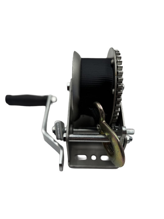 Marine Boat Trailer Winch - 3,200lbs Capacity - 2" Black Strap - 2 Speed - Hydrastar