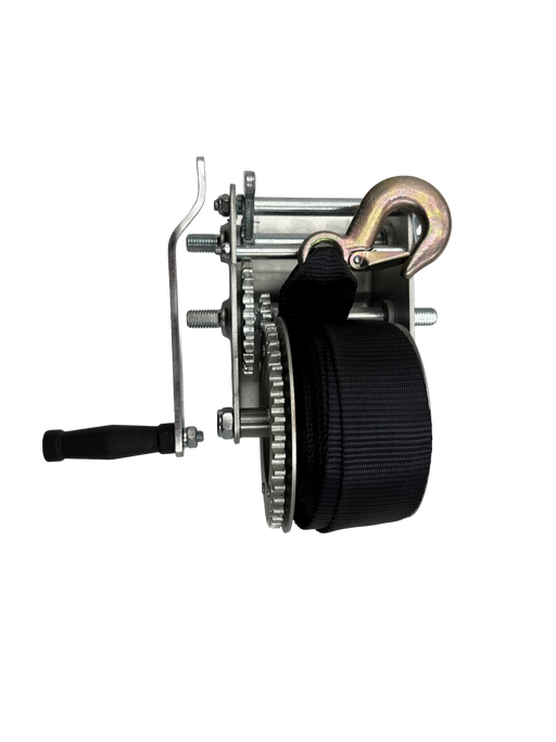 Marine Boat Trailer Winch - 3,200lbs Capacity - 2" Black Strap - 2 Speed - Hydrastar