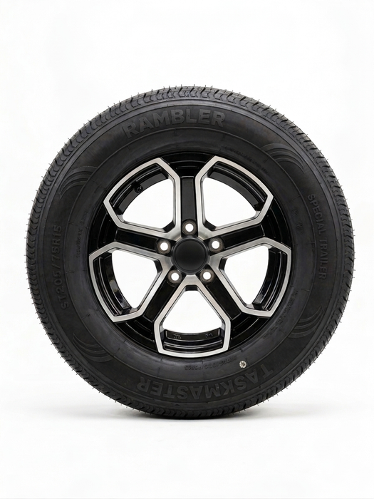 Tire and Wheel Assembly, ST205/75R15, Load Range D, 8 Ply, 5 on 4.5", 5 Star aluminum wheel