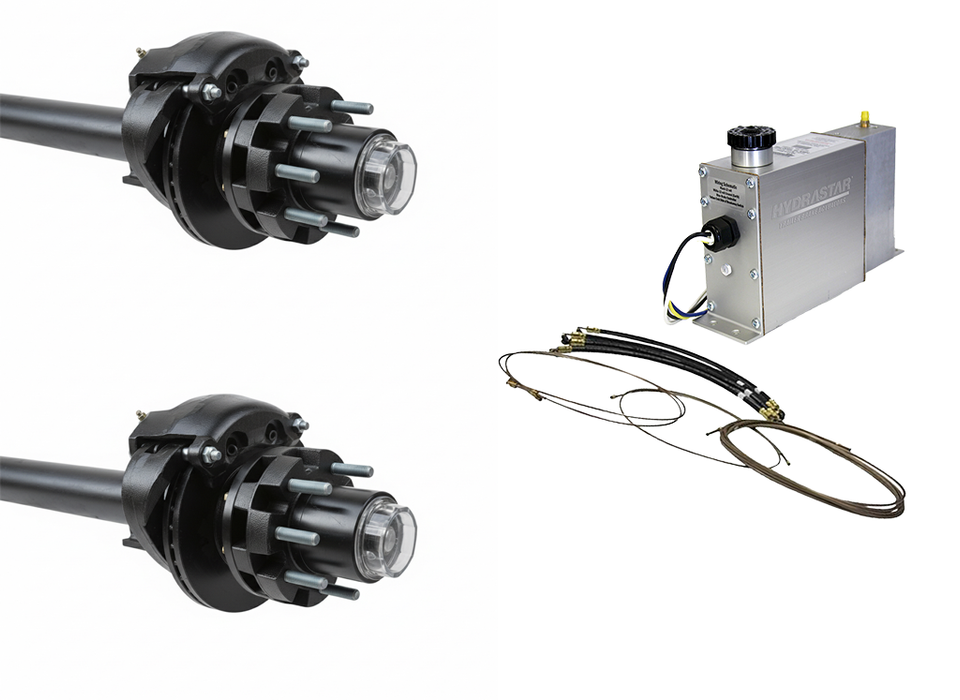 Hydrastar® 10K  W/ Axles, 8 Lug Dual Wheel, Tandem Axle Trailer Disc Brake Kit {#E10KA}
