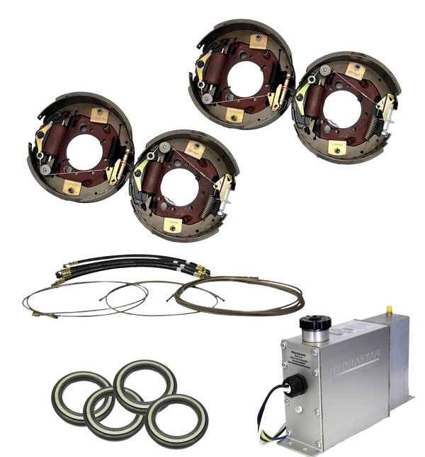 Hydrastar 10K Axles, 8 Lug Dual Wheel, Tandem Axle Trailer Hydraulic Drum Brake Kit - Dexter Axle / Lippert