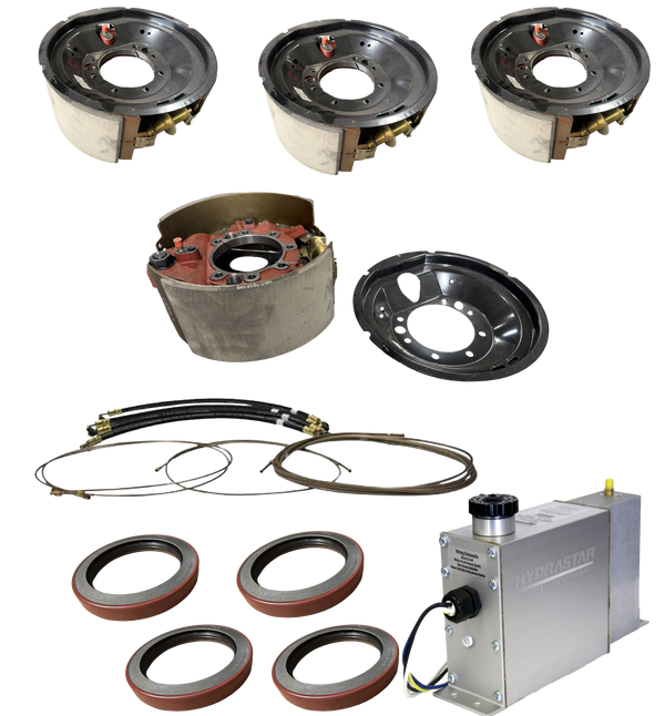 Hydrastar 12K Axles, 8 Lug Dual Wheel, Tandem Axle Trailer Hydraulic Drum Brake Kit - Dexter Axle / Lippert