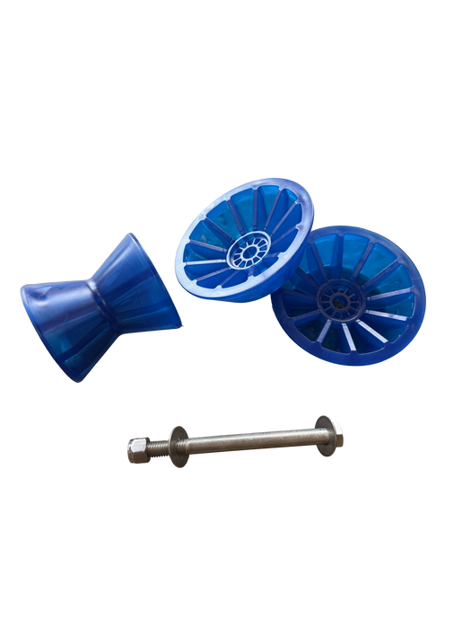 Blue Bow Roller Assembly, PVC, 4-1/2" Diameter Center, 6-1/2" Total Width