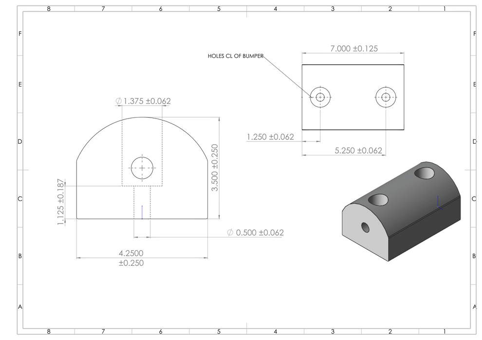 Heavy Duty Grey Non Marking Rubber Bumpers