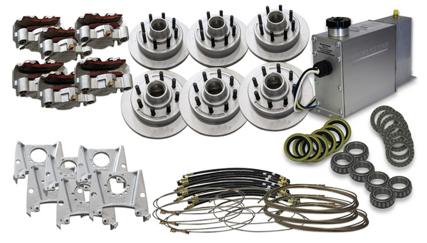 Hydrastar 7K Axles, 8 Lug Integral TRIPLE Axle Trailer Disc Brake Kit (5/8 in.)