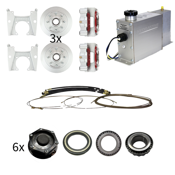 Hydrastar 8K Axles, 8 Lug Integral TRIPLE Axle Trailer Disc Brake Kit (9/16 in.) - Dexter / Lippert