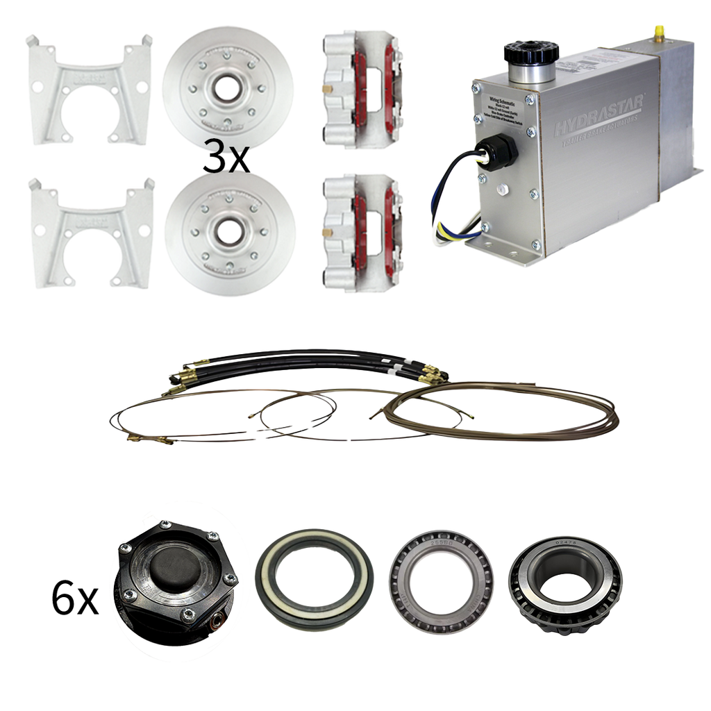 Hydrastar® 8K Axles, 8 Lug Integral TRIPLE Axle Trailer Disc Brake
