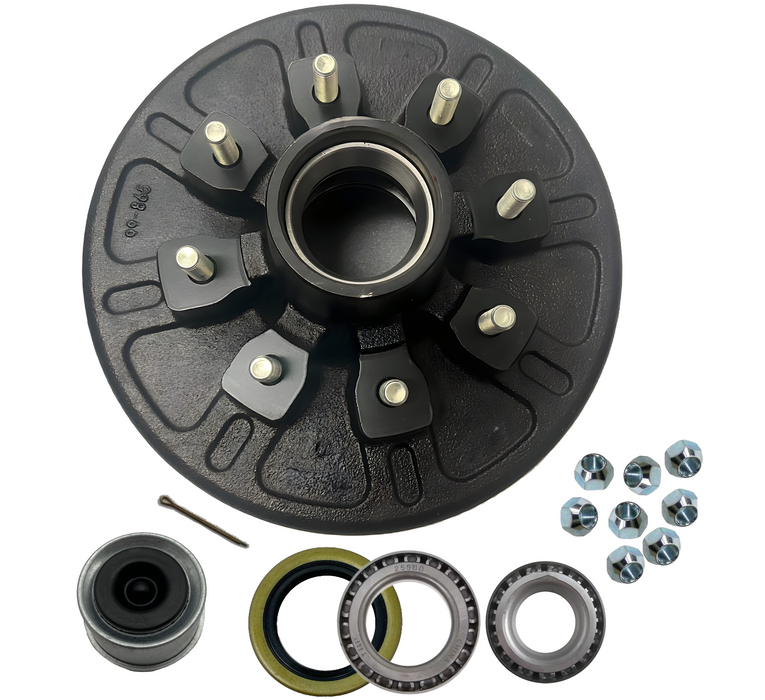 Brake Hub and Drum - 6k & 7k Axle - 8 on 6.5" Bolt Pattern - 12" Drum