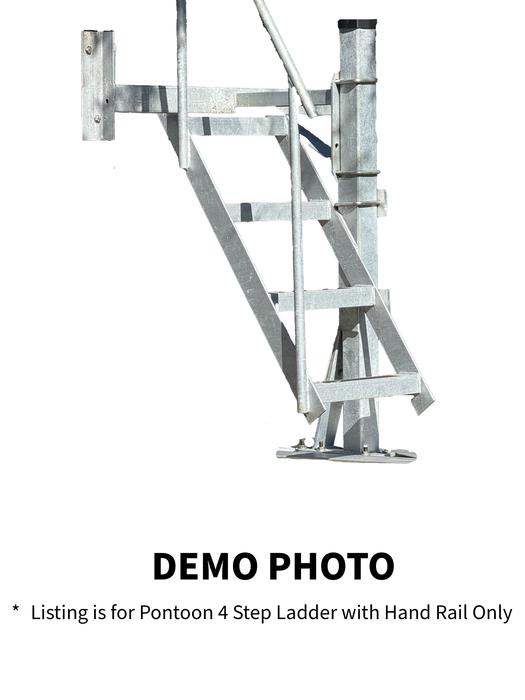 Pontoon 4 Step Bow Ladder with Hand Rail, Hot Dipped Galvanized - Hydrastar