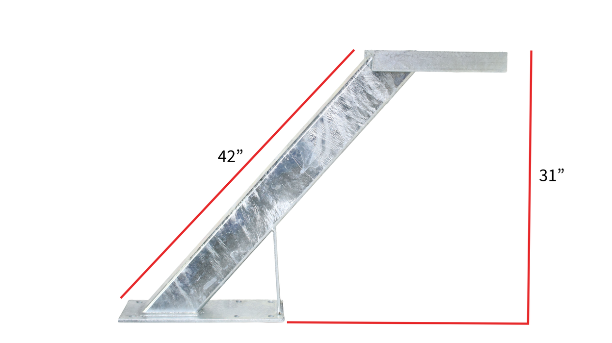 Winch Stand, with Welded Seat 3" X 4" Heavy Duty Post, 42" Tall, 60 Deg Angle Hot Dipped Galvanized