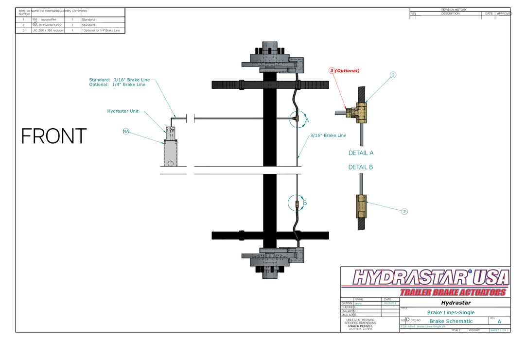 Hydrastar® Hydraulic Brake Line Kit - 3/16 in., Rated 3000psi Hydraulic Brake Pressure