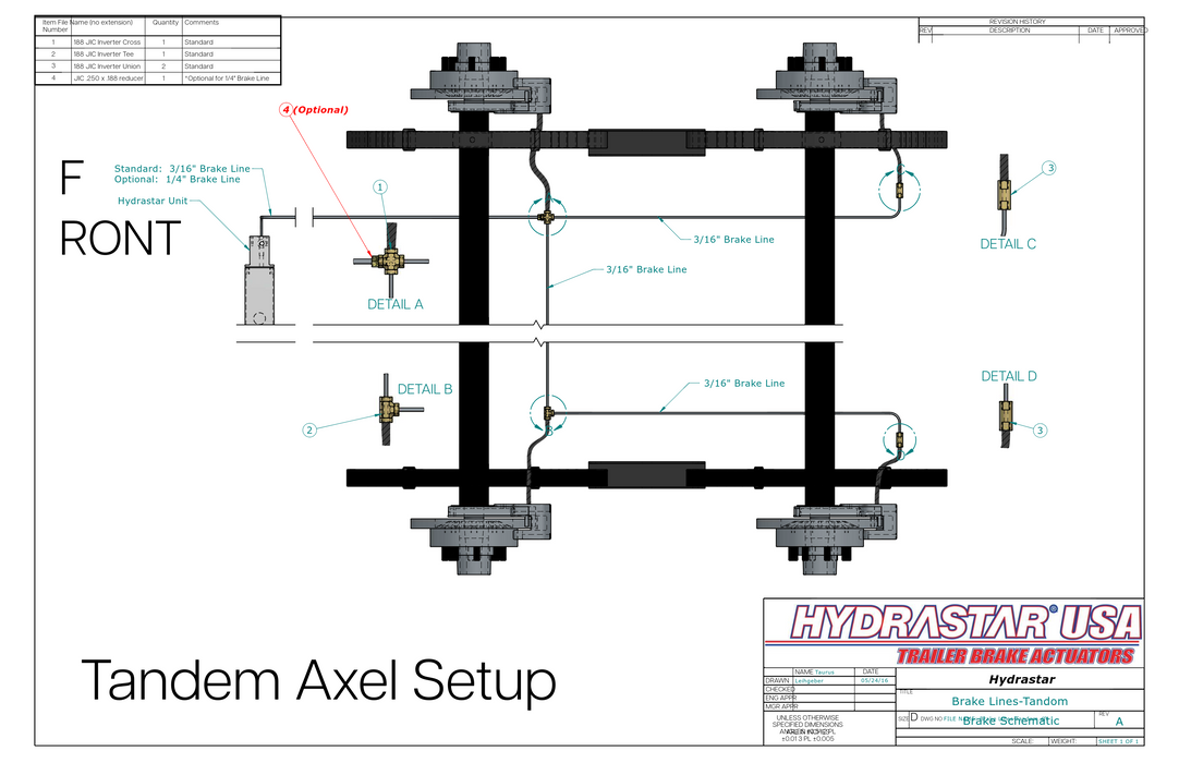 Hydrastar® 8K  Axles, 8 Lug Integral Tandem Axle Trailer Disc Brake Kit (5/8") {E8K-T5} - Dexter Axle / Lippert